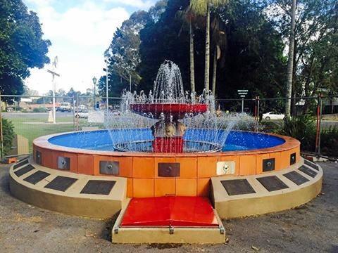 IN THE WORKS: THE Lions fountain has been undergoing repairs. It is pictured here before Lismore City Council staff filled part of the base with concrete and resealed the area. Picture: Facebook