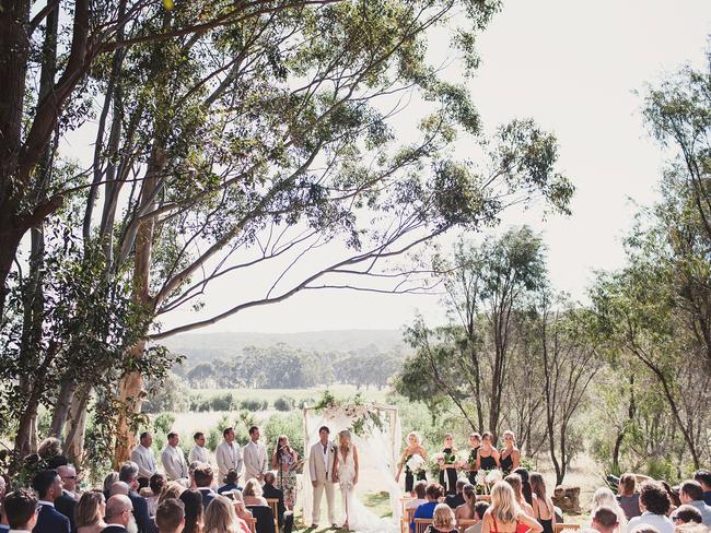 Matt and Kaia’s intimate wedding at a retreat near WA’s Margaret River. (Picture: Steve Wise/27 Creative)