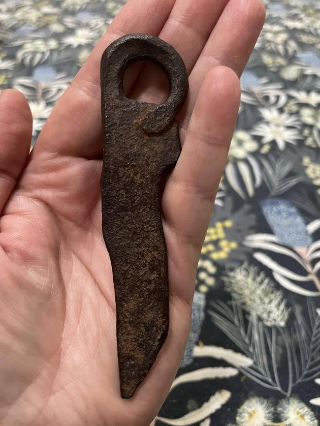 One of the mystery objects found by Mija Reynolds on her property in the central Flinders Ranges. Picture: Mija Reynolds/Facebook