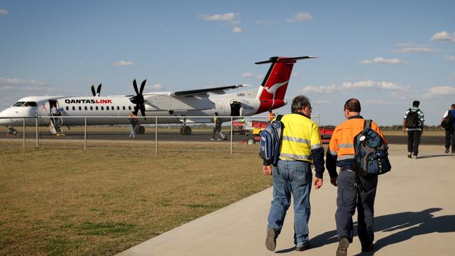 Still flying in and out, just less than before ... a resources sector downturn has meant big drops on traditional routes such as Brisbane-Moranbah. Picture: News Corp Australia.