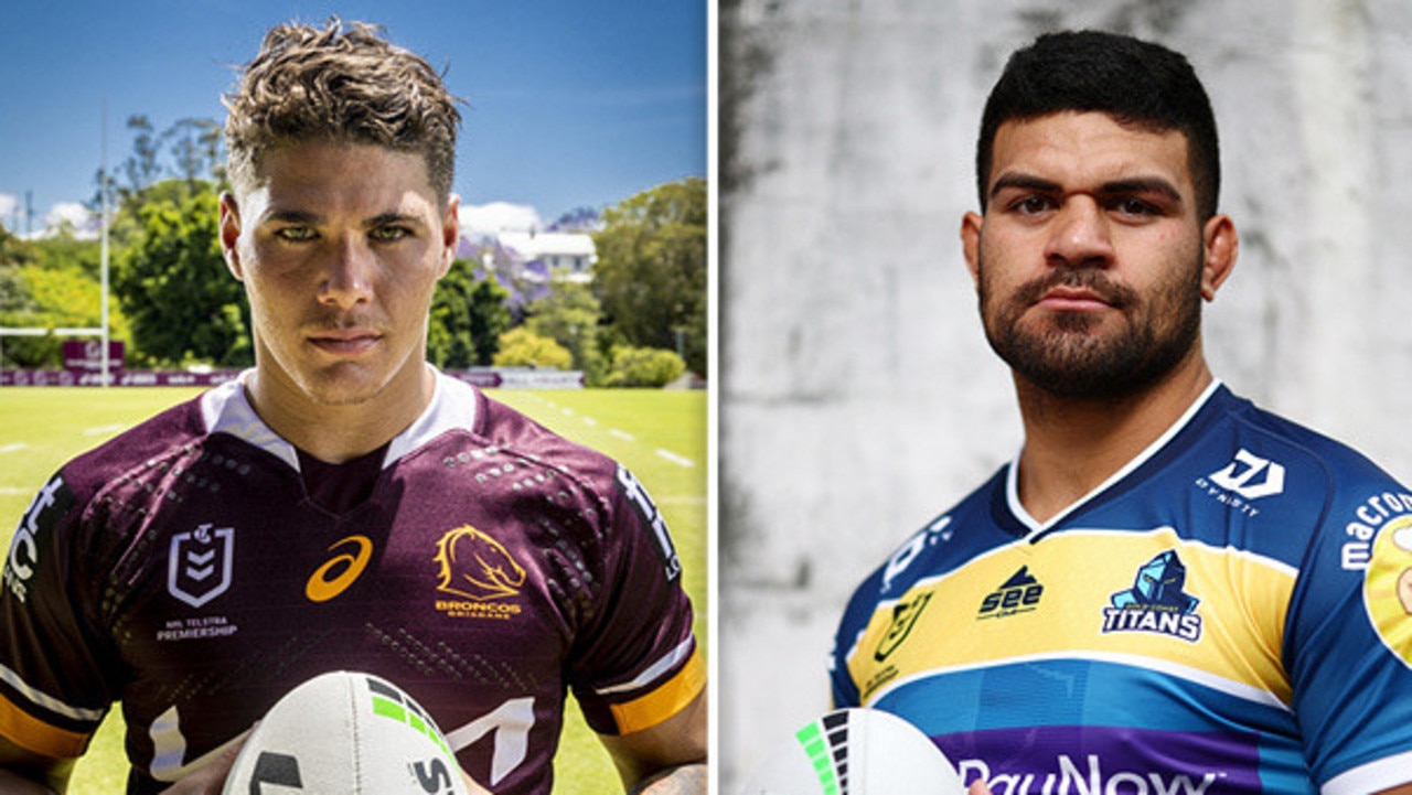 Broncos young gun Reece Walsh (left) and Titans forward David Fifita