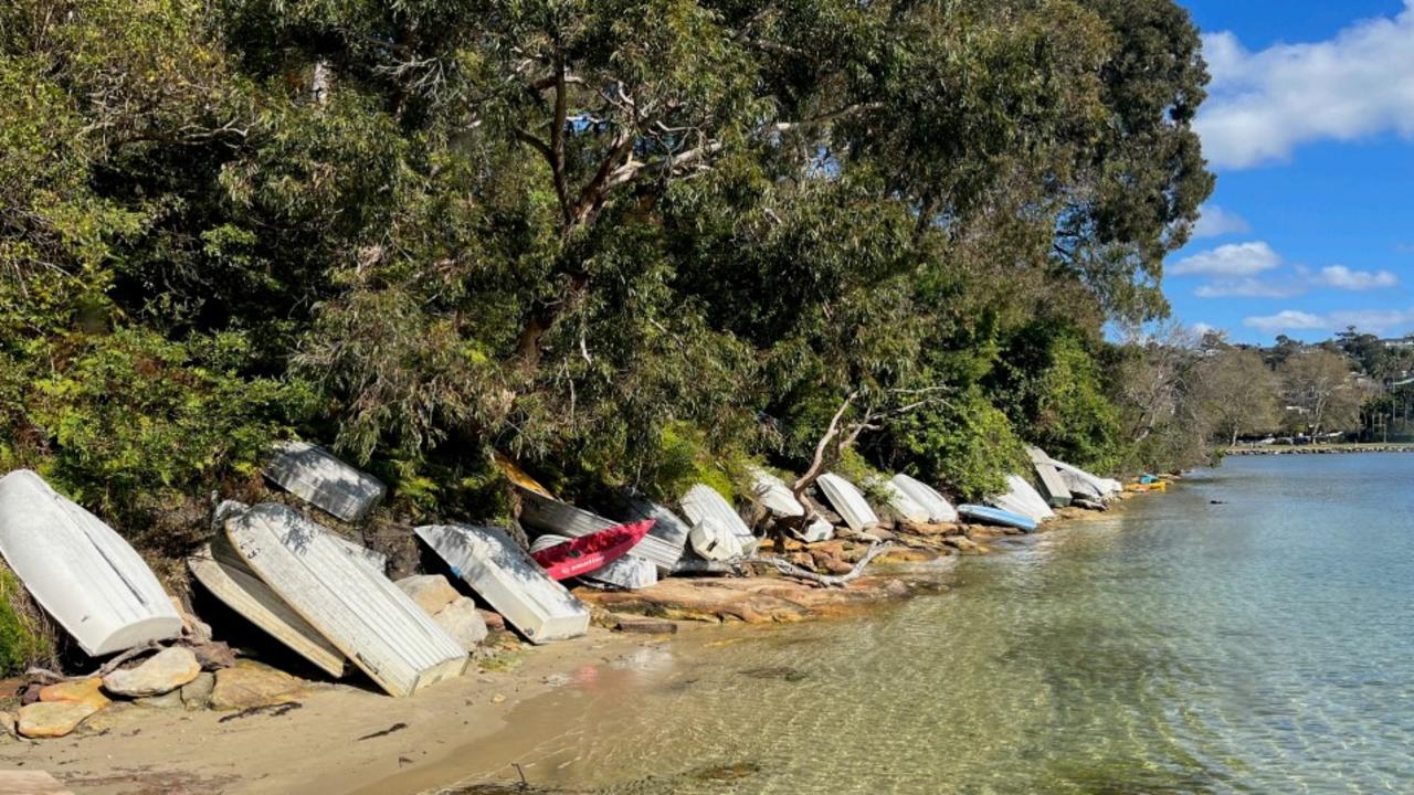 Dinghys on the foreshore near North Harbour Marina, Balgowlah. Picture: Addenbrooke