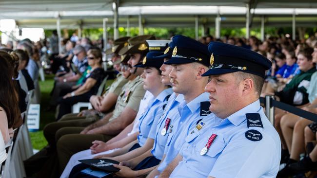 Hundreds gathered to commemorate the 83rd anniversary of the Bombing of Darwin at a ceremony at the Darwin Cenotaph on February 19, 2025. Picture: Pema Tamang Pakhrin