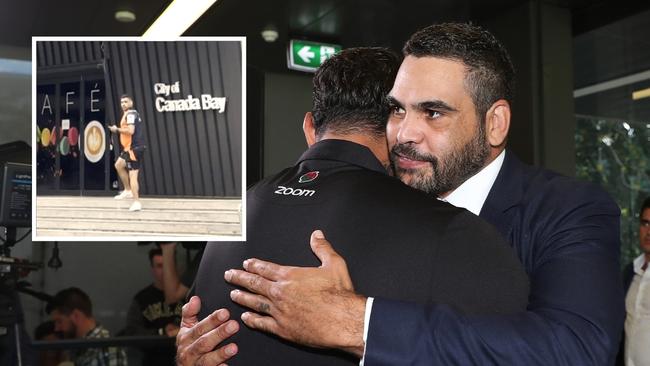 Greg Inglis looks good in orange. Photo: Nine News.