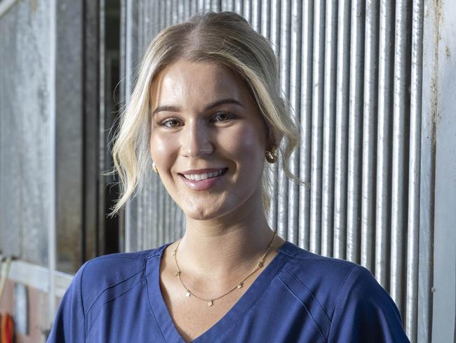 FOR THE COURIER MAIL ONLY -  Grace Solomon-Innes at Schweida Racing Stables, Eagle Farm, Friday, November 1, 2024 - Picture: Richard Walker