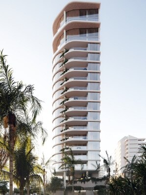 An 18-level tower planned for the site of The Lark cafe at Main Beach on the Gold Coast.