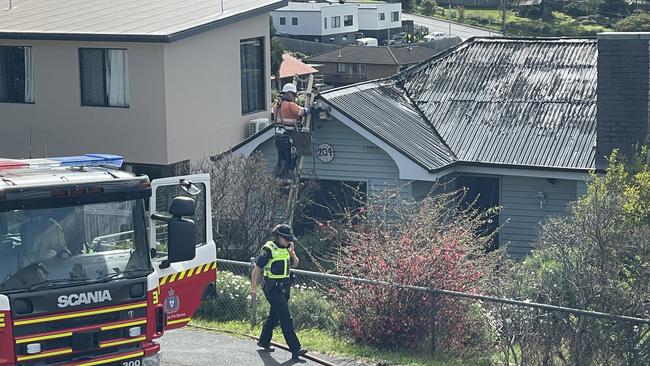 Fire and police crews attend a house fire at Marys Hope Rd in Berriedale. Pictures: Amber Wilson