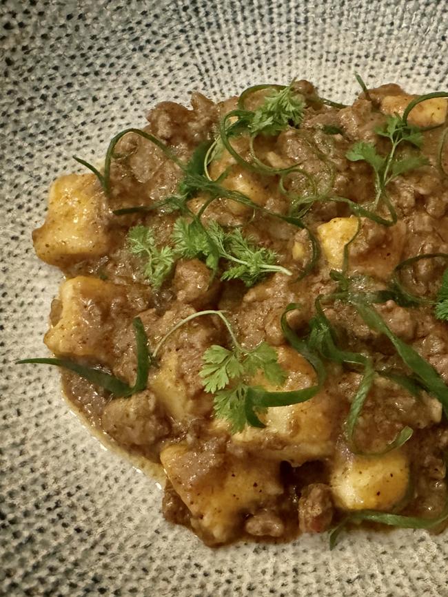 Gnocchi with mapo tofu sauce at Rita's Bar and Restaurant. Picture: Simon Wilkinson