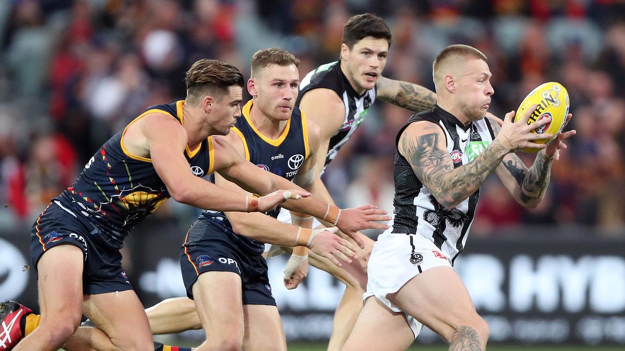 Collingwood is “midway through” finalising its position on Jordan De Goey. Picture: Sarah Reed/AFL Photos