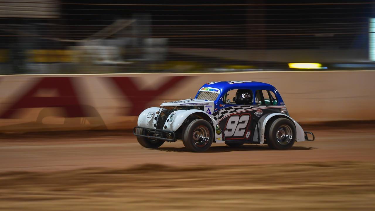 Matt Gordon in his Legend Car at the Bundaberg Motorplex. The future of the venue is unknown.