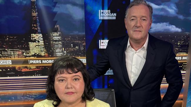 Piers Morgan with Fiona Harvey the woman who says she is the real life Martha from hit Netflix show Baby Reindeer.