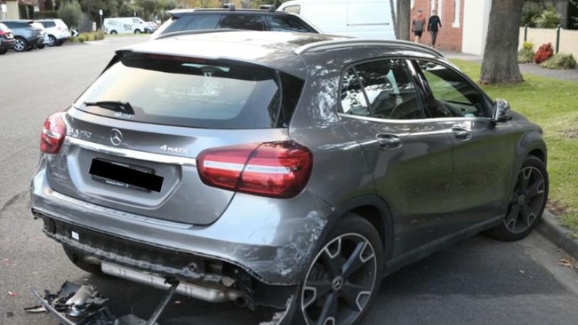 Lachie Hunter’s damaged car