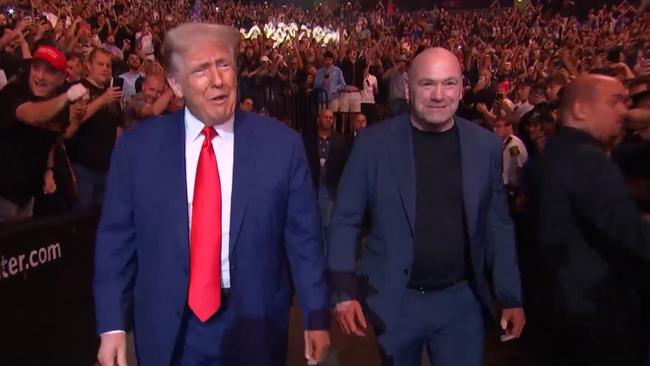 US President Donald Trump arriving at UFC 316.