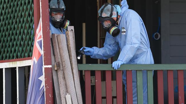 Police on scene at Milden Street, Gin Gin where missing girl Pheobe Bishop was living before her disappearance. Pics Adam Head