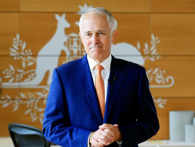 Mr Turnbull makes a statement from his Sydney office. Picture: Mark Evans