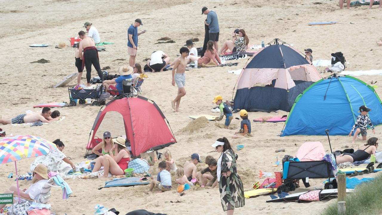 Families make the most of the conditions at Ocean Grove. Picture: Mark Wilson