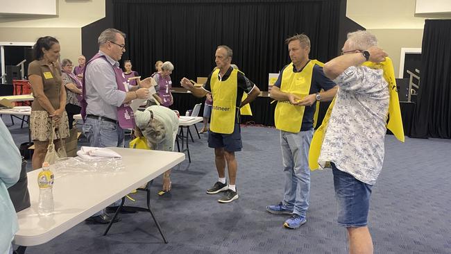 Candidate for mayor Ry Collins and candidate for Division 2 Clay Bauman were both present as scrutineers on election day on March 16, 2024. Picture: Estelle Sanchez