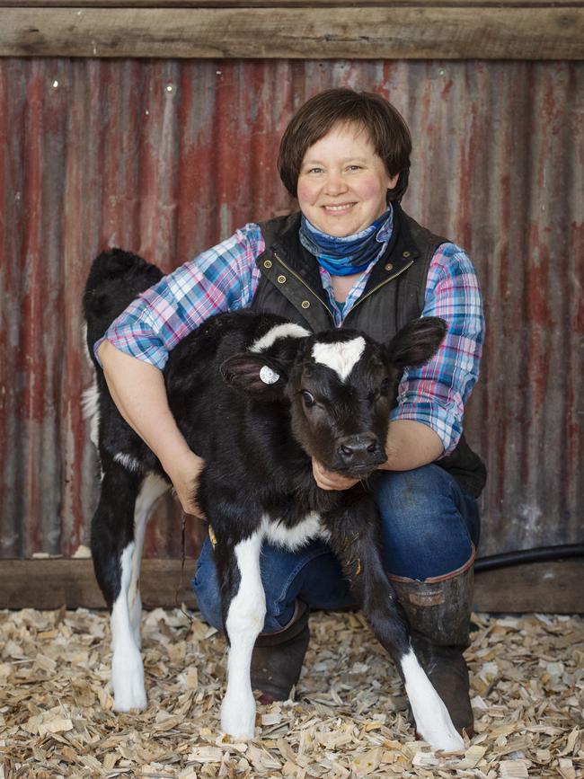 Sally with a calf. Picture: Zoe Phillips