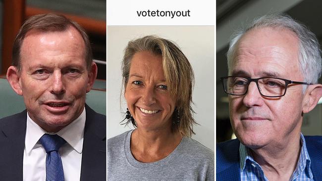 From left to right: Tony Abbott, Layne Beachley and Malcolm Turnbull.