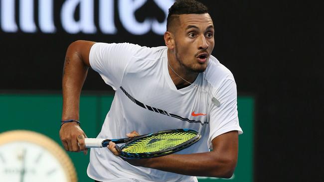 Nick Kyrgios breezed through his first round match against Gastao Elias. Picture: Wayne Ludbey