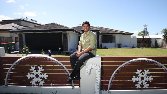 Reeju James at his home at Pacific pines. . He is the winner of Gold Coast's Christmas lights comp. Picture Glenn Hampson