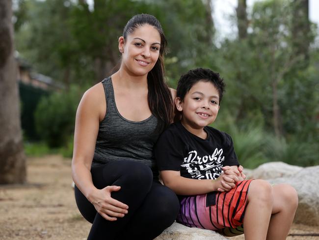 Single mum Melissa Caruana and her eight-year-old son Lucas can’t get a foot on the property ladder due to the high prices. Picture: Jonathan Ng