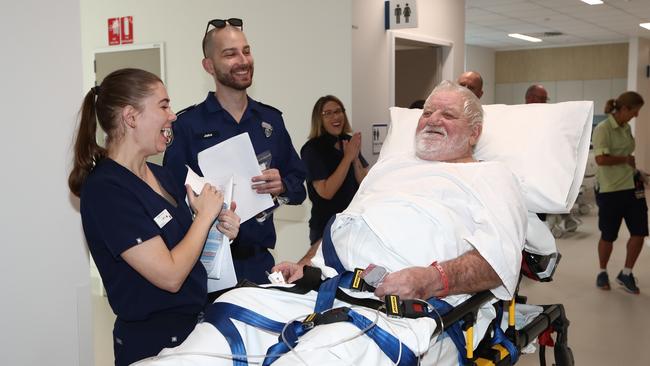 The first person admitted to the new Tweed Valley Hospital was coronary care patient Wayne Ambrose from Kingscliff.. Picture: Supplied