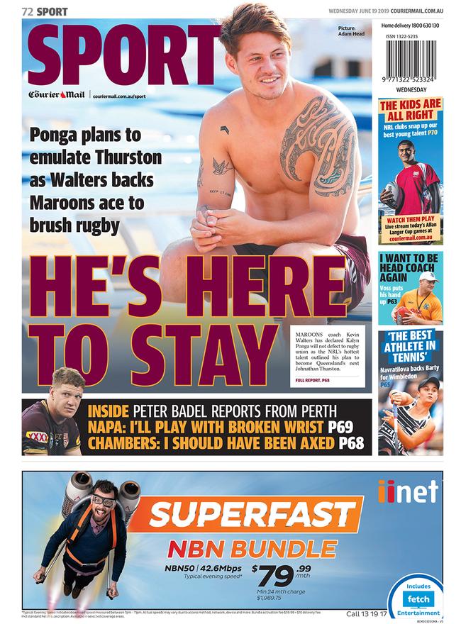 The Courier-Mail back page for June 19, 2019