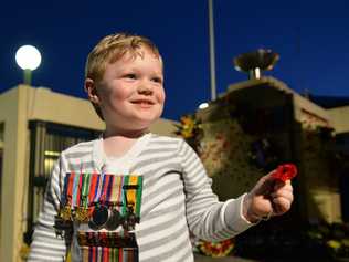 Anzac Day service at Memorial Park, Gympie. Arpil 25, 2016. Brayden Manning, 3. Photo Patrick Woods / Gympie Times. Picture: Patrick Woods