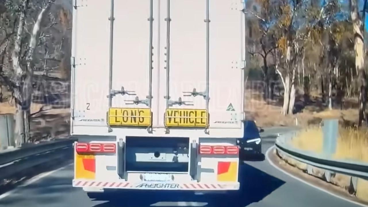A police spokesperson confirmed a patrol pulled over a B-double on North East Rd, Chain of Ponds just after 3.30pm on March 25 after a report from a concerned motorist.