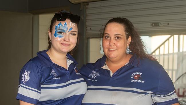 Britney Sartor and Meg Moran at Mackay Gridiron vs Townsville Cyclones at West Tiger Park Walkerston. Saturday 20 January 2024 Picture:Michaela Harlow