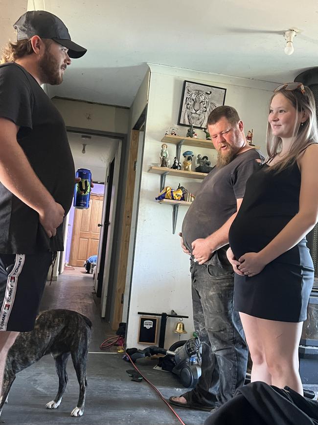 Comparing her baby belly with boyfriend Zach and her father. Picture: Supplied