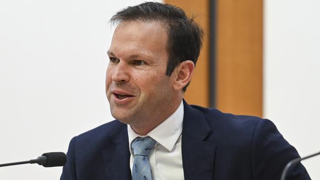 Senator Matt Canavan during a committee hearing on Friday. Picture: Martin Ollman