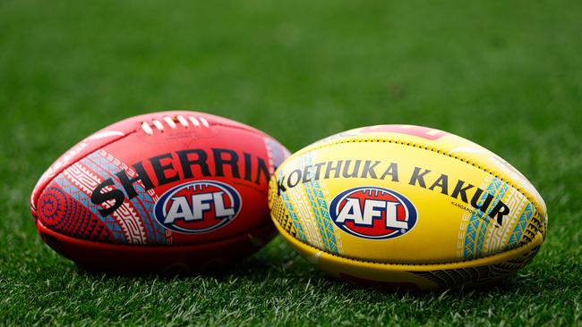 A Sherrin shortage could hit the AFL. (Photo by Dylan Burns/AFL Photos via Getty Images)