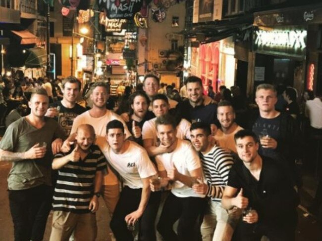 Jack Riewoldt and his Tiger teammates in Hong Kong. Picture: Instagram