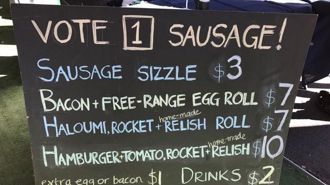 A democracy sausage at Stanmore Public School today. Photo: Penny Sharpe.