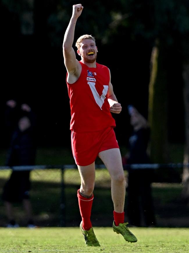 SFNL: East Brighton’s Daniel Taberner celebrates. Picture: Andy Brownbill