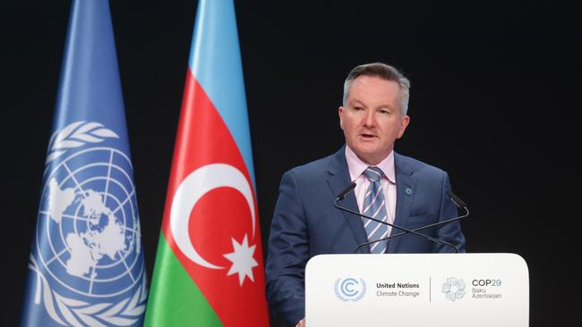 Australian Minister for Climate Change and Energy Chris Bowen speaks at the COP29 Climate Conference on November 19. Picture: Sean Gallup/Getty Images