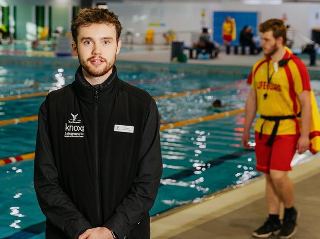 Cooper Seeley at his place of employment Knox Leisureworks.  Photo - Dijana Risteska