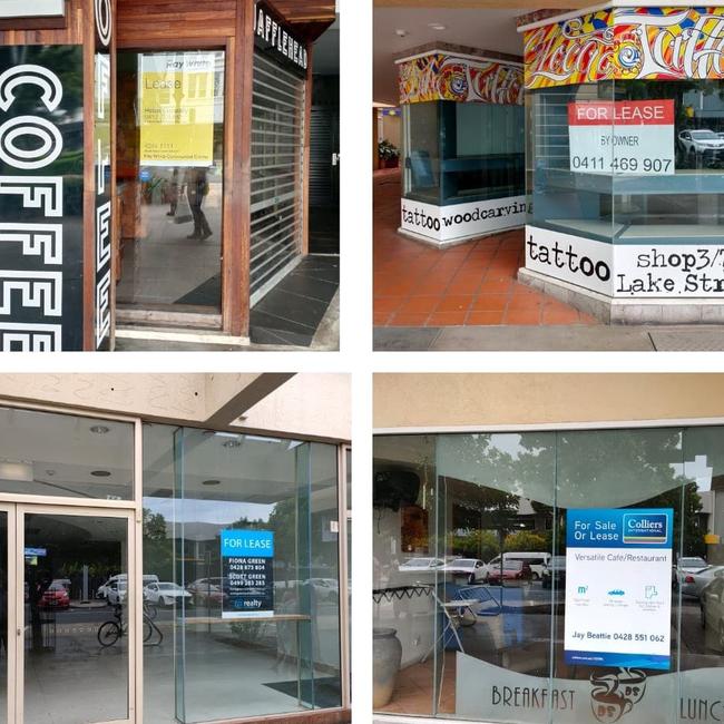 Cairns Chamber of Commerce vice president Matthew Tickner last year compiled photographs of vacant retail spaces in a small area of the CBD along Lake St and in the Shields St pedestrian mall. PICTURE: SUPPLIED