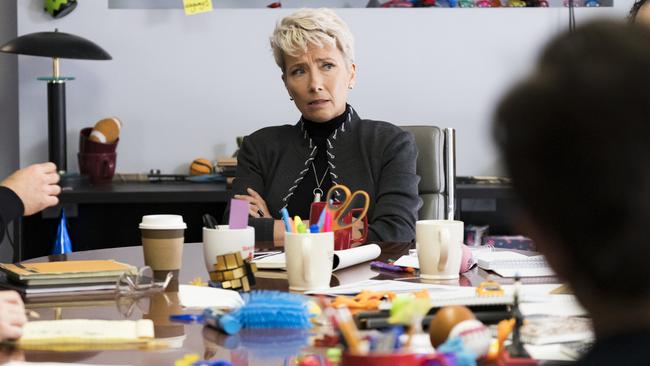 Emma Thompson in a scene from the movie Late Night. Supplied by Roadshow Films.