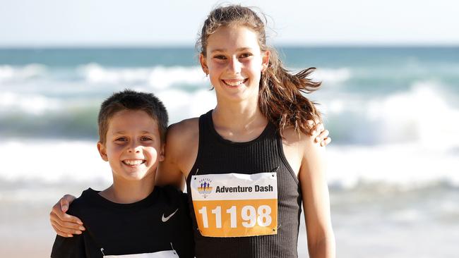 Junior winners of the 2023 Bay to Surf 4.5km run at Portsea, James and Sophie Hall.