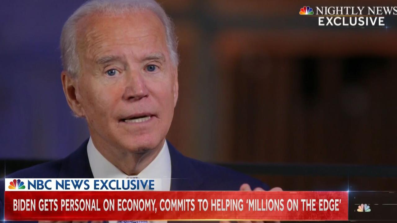 Mr Biden had to stop for a moment to collect himself before speaking about his father. Picture: NBC News