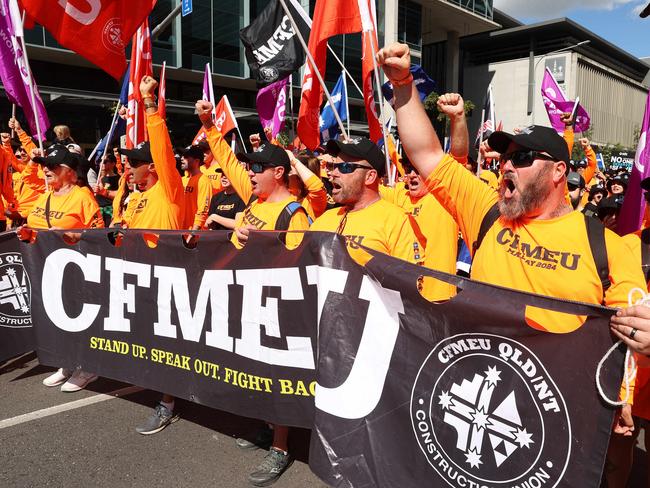 Militant union group CFMEU has shown no signs of slowing down in their bid for a hostile takeover of blue collar council workers. Picture: Liam Kidston