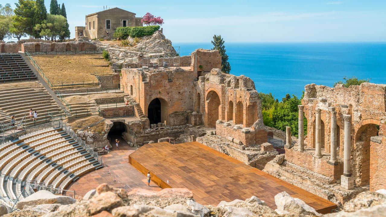 The island is even compensating some visitors’ sightseeing to local attractions like these ancient ruin in Taormina. Picture: Supplied