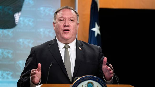 Mike Pompeo questioned the accuracy of media coverage of the bounty program, declining to comment on the intelligence. Picture: AFP