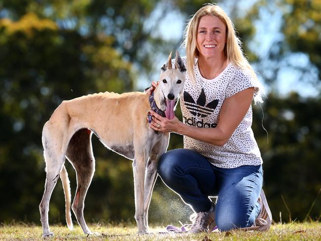 Sally Pearson is looking forward to more time with her dogs Oscar and Kayla (pictured) and husband Kieran. Picture: Adam Head