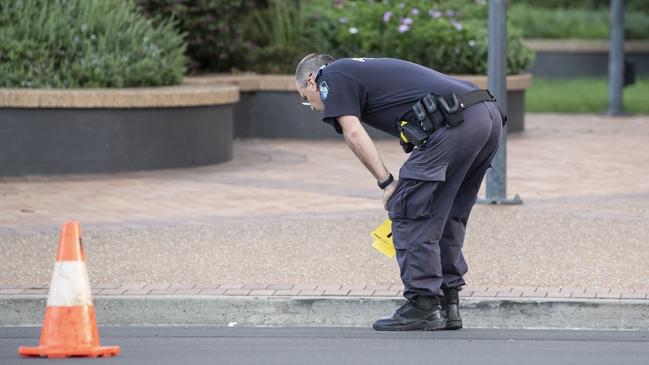 The scene of the assault on an elderly man outside Grand Central on Monday. Picture: Nev Madsen