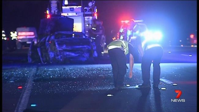 The scene of the fatal crash that killed five people in Coomera in December 2012. Picture: Channel 7