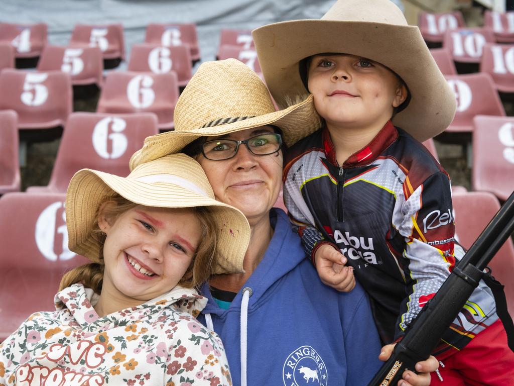 At the 2022 Toowoomba Royal Show are (from left) Tennesse, Maree and Jaxx Nuttridge, Friday, March 25, 2022. Picture: Kevin Farmer